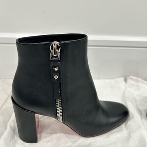Christian Louboutin Black Ankle Boots with Zipper